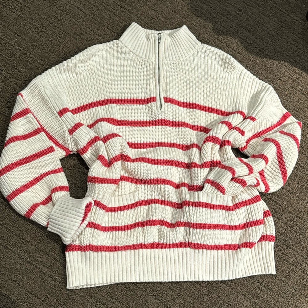 St John’s Bay striped sweater half zip size XL